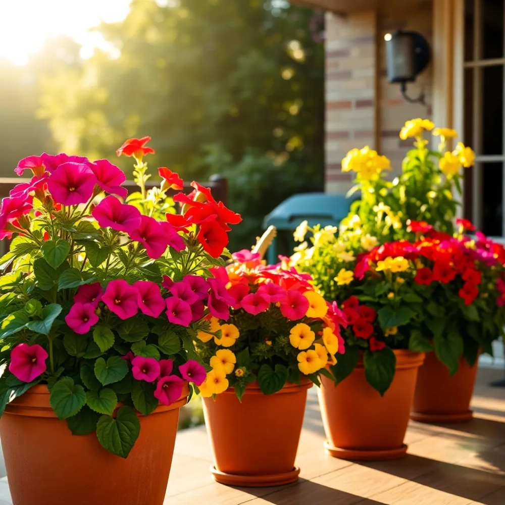 Letnie kompozycje kwiatowe w donicach