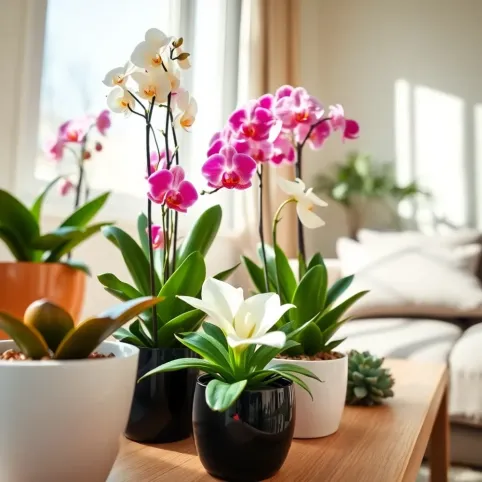 Kompozycje kwiatowe w donicach do salonu