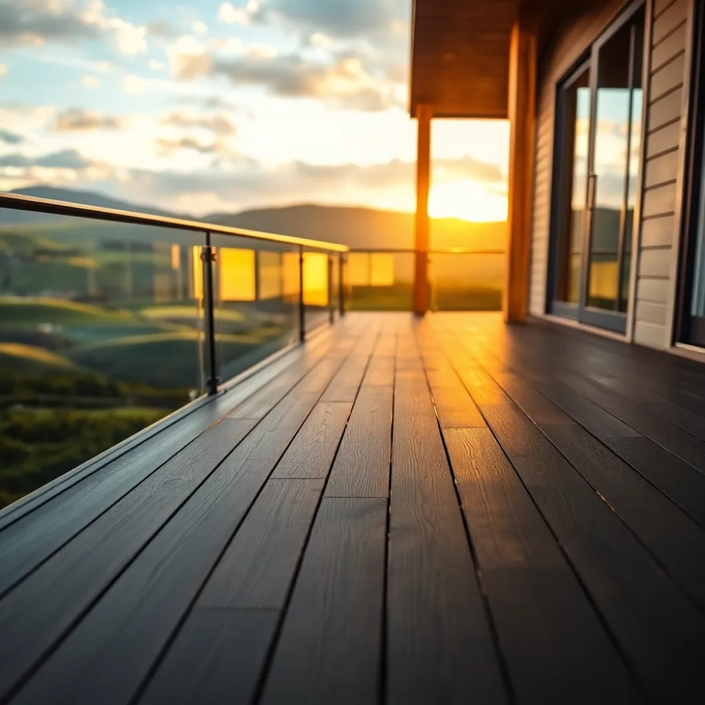 Taras z deski kompozytowej na słupach